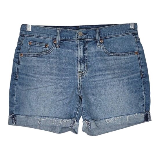Gap 5" Girlfriend Shorts Mid Rise Denim Size 4 Blue Casual Summer Womens Apparel - Picture 1 of 9